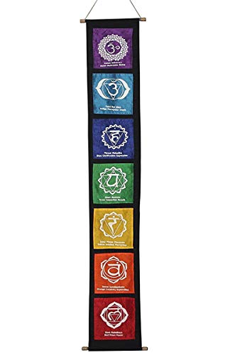 Dharmaobjects Wanddekoration, 7 Chakren, Baumwolle, Schwarz von DharmaObjects