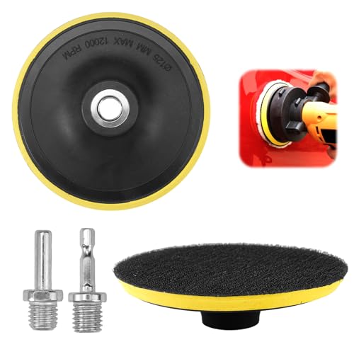2 Stück 5in/125mm Schleifteller Klett, Schleifteller Polierpad mit M14 Gewinde für Schleifmaschine/Poliermaschine/Elektrische Bohrmaschine, Verwendet für Automobil/Holzbearbeitung/Marmorpolieren von Dhisperares