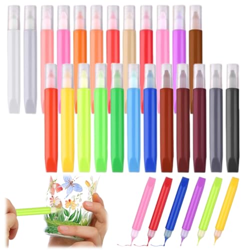24 Stück Kerzen Bemalen Set, 10 ml Kerzenstifte zum Verzieren, Abwaschbares Kerzen Stifte zum Bemalen, Nicht Backen Schnell Trocknend Candle Pen, Kerzenfarbe für Tassen Schlüsselbund Keramik Bemalen von Dhisperares