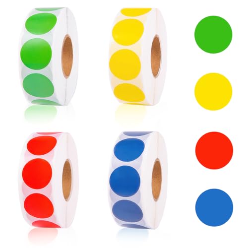 4000 Stück Klebepunkte Bunt, 13mm Runde Aufkleber Klebeetiketten, 1000 Stück/Rolle 4 Rollen Markierungspunkte Farbkodierung, Punkte Aufkleber Rund für Büro Sortierung, Kalender Markierung, DIY Basteln 4000 Stück Klebepunkte Bunt, 13mm Runde Aufkleber Klebeetiketten, 1000 Stück/Rolle 4 Rollen Markierungspunkte Farbkodierung, Punkte Aufkleber Rund für Büro Sortierung, Kalender Markierung, DIY Basteln von Dhisperares