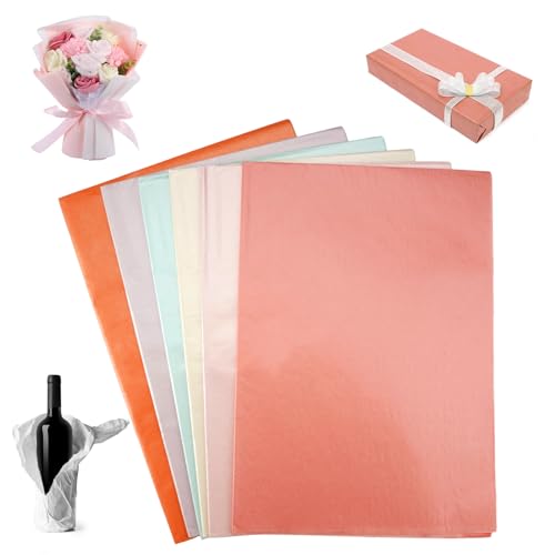 60 Blatt Verpackungsmaterial Seidenpapier Bunt, 50 X 35 cm, Tissuepapier Bastelpapier, 6 Farben, Metallic-Seidenpapier für Verpackungen, Geburtstag, Babyparty, Hochzeit, Weihnachten Dekoration von Dhisperares