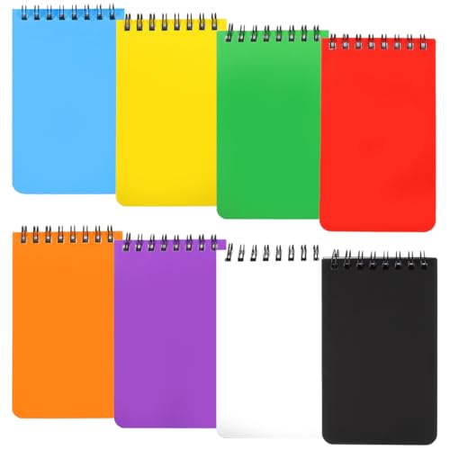 8 Stück Mini Notizblock A7, 7,6 X 12,6 cm, Spiralgebundene Kleines Notizbuch, 25 Innenseiten pro Buch, Klein A7 Notizblock Bunt mit Liniertes Papier, für Memos Unterwegs, Büro, Schule, Zuhause von Dhisperares
