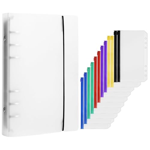 Kunststoff A6 Ringbuch mit 12 Binder Taschen Gemischte Farben, Transparente Loose Binder, Wasserdicht Ringbuch A6 Nachfüllbar für Büro, Schule, Journal Buch, Bargeld, Karten, Scrapbooking, Fotoalbum Kunststoff A6 Ringbuch mit 12 Binder Taschen Gemischte Farben, Transparente Loose Binder, Wasserdicht Ringbuch A6 Nachfüllbar für Büro, Schule, Journal Buch, Bargeld, Karten, Scrapbooking, Fotoalbum von Dhisperares