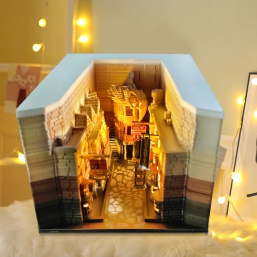Dhqkqg 3D Kalender, 3D Notizblock 2026 mit Glasklarem Anzeigebox,Abreißkalender-Skulptur,Tischkalender-Notizblock mit Licht,Kreativer Tischkalender DIY-Notizen Papierskulptur (Gold Gasse mit Licht) von Dhqkqg