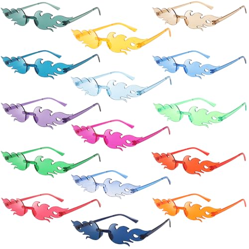 Dhqkqg Flammen Sonnenbrille, 15 Stück Festival Brille Party Brillen, Randlose Bunte Lustige Sonnenbrille, Party Brille für Geburtstagsfeier, Musikfestival, Karneval Neuheit Partybrille Dhqkqg Flammen Sonnenbrille, 15 Stück Festival Brille Party Brillen, Randlose Bunte Lustige Sonnenbrille, Party Brille für Geburtstagsfeier, Musikfestival, Karneval Neuheit Partybrille von Dhqkqg