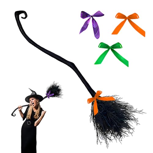 Dhqkqg Halloween Hexenbesen, Hexenbesen mit 3 Bändern, 128 cm Abnehmbarer Hexenbesen, Hexe Magischer Besen, Halloween Hexen Kostüme Zubehör, Hexen Zubehör für Kostümierung Halloween Cosplay Dhqkqg Halloween Hexenbesen, Hexenbesen mit 3 Bändern, 128 cm Abnehmbarer Hexenbesen, Hexe Magischer Besen, Halloween Hexen Kostüme Zubehör, Hexen Zubehör für Kostümierung Halloween Cosplay von Dhqkqg