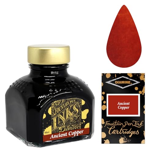 Diamine Füllfederhalter-Tintenflasche aus antikem Kupfer, 80 ml + 18 Tintenpatronen von Diamine
