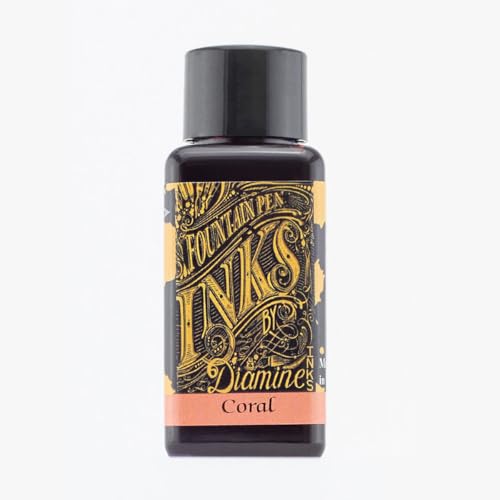 Diamine Tintenglas, 30 ml, Korallenrot, für Füllfederhalter von Diamine