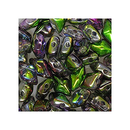 24 stk DIAMONDUO Gepresste 2-Loch Glasperlen 5x8mm - grün-lila (green-purple) von DiamonDuo