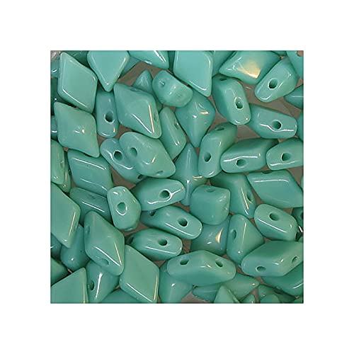 24 stk DIAMONDUO Zwei-Loch-gepresste Glasperlen - Türkis 5x8 mm (DIAMONDUO two-hole Pressed Glass Beads - turquoise) von DiamonDuo