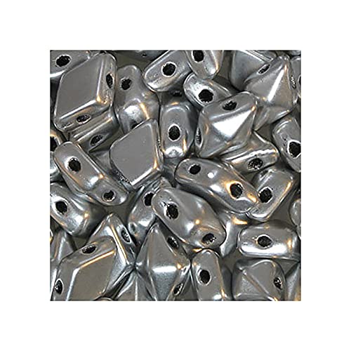 340 stk (50g) DIAMONDUO Zwei-Loch-gepresste Glasperlen - Silbermatt 5x8 mm (DIAMONDUO two-hole Pressed Glass Beads - silver matt) von DiamonDuo