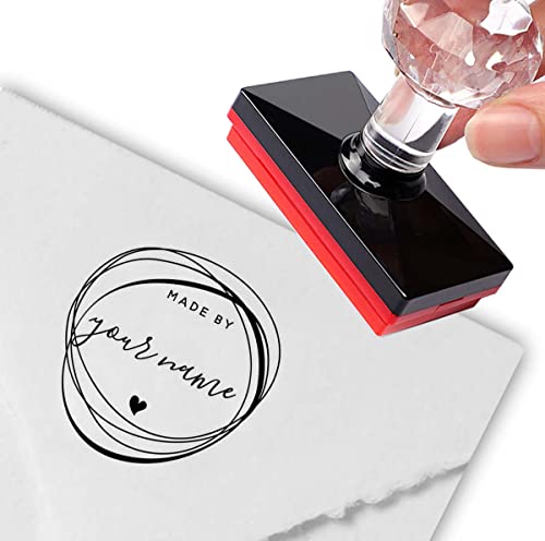 Personalisierter Stempel, schicker, handgezeichneter Kreis und Herz, hergestellt von benutzerdefinierten Adress-Etiketten für immer von Diamond drawing