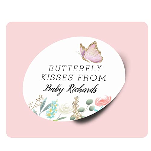 aufkleber selbst gestalten Schmetterling küsst süße Babyparty-Bevorzugungs-klassischer runder Aufkleber Personalisierte Gesichtsaufkleber, Fotoaufkleber, buchstaben aufkleber von Diamond drawing