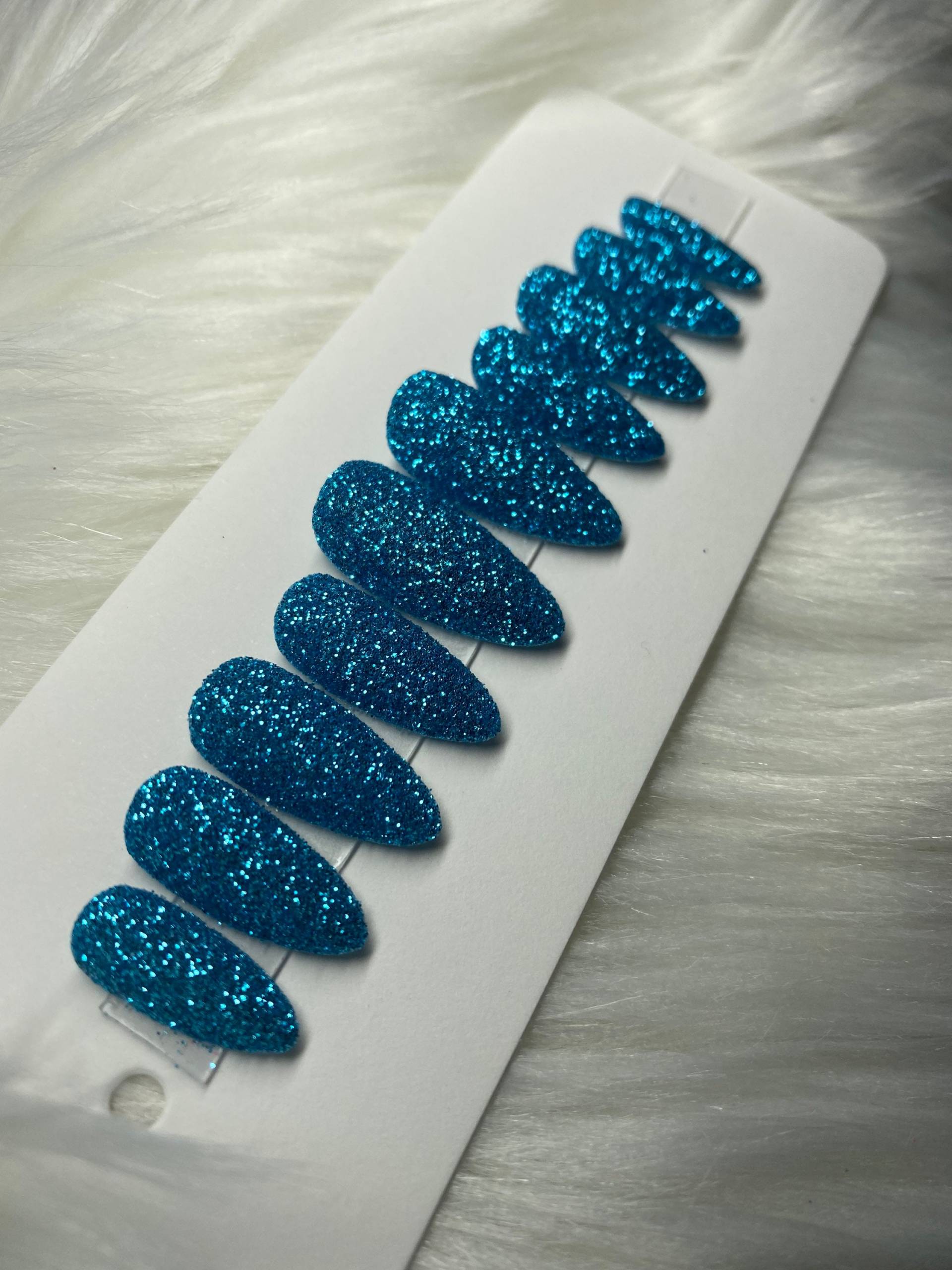 Aqua Blue Glitter Press On Nails von Dianailstudio