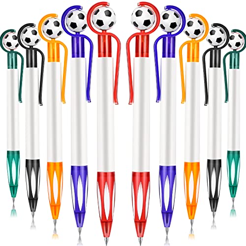 Dianelhall 20 Stück Fußball Form Kugelschreiber Fußball Party Schwarze Tinte Einziehbare Mehrfarbige Kugelschreiber Mittele Spritze 1,0 mm Weiche Griff Stifte für Fußball Thema Mitgebsel, 5 Farben von Dianelhall