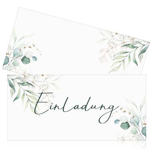 Dianelhall 25er Eukalyptus Einladungskarten mit 25er Umschläge Elegante Karten zur Einladung Hochzeit Geburtstag Party Taufe Kommunion Konfirmation Babyparty von Dianelhall