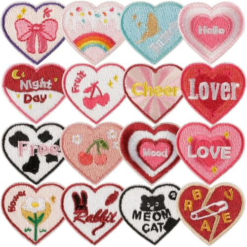 Dianzan Mini-Stickerei-Patches, 16 Stück, Herzförmige Reparaturflicken, Bunt, Bestickt, Zum Aufbügeln/aufnähen, Applikationen, DIY-kleidungszubehör Für Rucksäcke Dianzan Mini-Stickerei-Patches, 16 Stück, Herzförmige Reparaturflicken, Bunt, Bestickt, Zum Aufbügeln/aufnähen, Applikationen, DIY-kleidungszubehör Für Rucksäcke von Dianzan
