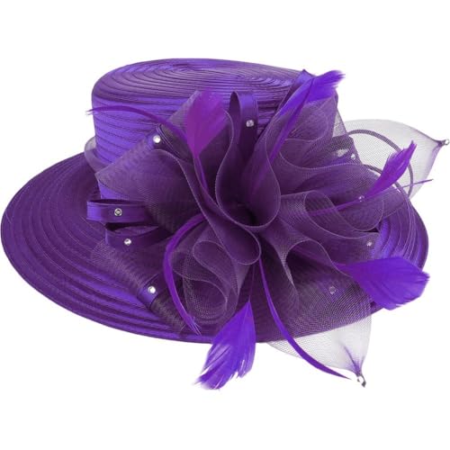 Eleganter Blumen-Fascinator-Hut, Sommerhut Breiter Krempe Aus Netzstoff, Hochzeitshut Für Die Kirche, Blumen-Fascinator-Hut Für Bankett, Cocktail-teeparty von Dianzan