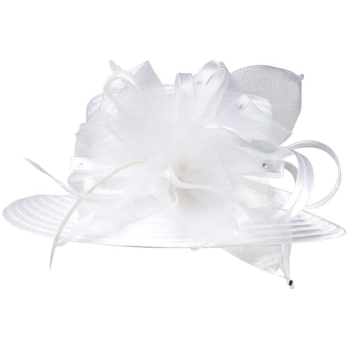 Eleganter Blumen-Fascinator-Hut, Sommerhut Breiter Krempe Aus Netzstoff, Hochzeitshut Für Die Kirche, Blumen-Fascinator-Hut Für Bankett, Cocktail-teeparty Eleganter Blumen-Fascinator-Hut, Sommerhut Breiter Krempe Aus Netzstoff, Hochzeitshut Für Die Kirche, Blumen-Fascinator-Hut Für Bankett, Cocktail-teeparty von Dianzan