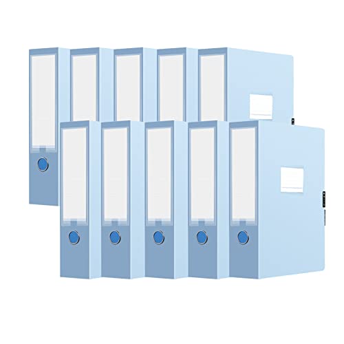 Diaryan Premium Sammelboxen mit Klettverschluss, 10 Stück 55mm Breit Heftmappe mit Rückenschild Startseite Namensfeld für DIN A4 Archivbox Heftbox Schulranzen Dokumentenbox Zeichenbox -Hellblau von Diaryan