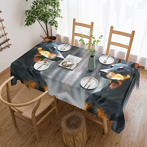 Dicapo Die quadratische Dobermann-Tischdecke wird für Camping-Mahlzeiten im Innen- und Außenbereich verwendet, strapazierfähige Tischdecke, 137,2 x 183,9 cm von Dicapo