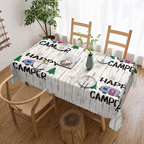 Dicapo Die quadratische Tischdecke "Happy Camper" wird für Camping-Mahlzeiten im Innen- und Außenbereich verwendet, strapazierfähige Tischdecke, 137,2 x 183,9 cm von Dicapo