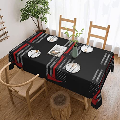 Dicapo Feuerwehr-Axt-Flagge, quadratische Spitzentischdecke wird für Indoor- und Outdoor-Camping-Mahlzeiten verwendet, strapazierfähige Tischdecke, 137,2 x 183,9 cm von Dicapo