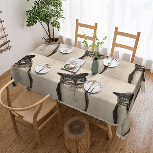Dicapo Quadratische Tischdecke mit niedlicher Eulen-Spitze, für Camping-Mahlzeiten im Innen- und Außenbereich, strapazierfähige Tischdecke, 137,2 x 183,9 cm von Dicapo