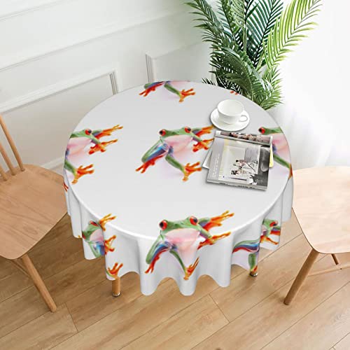 Dicapo Rote Augen Affe Baum Frosch Runde dekorative lange Tischdecke Polyester Stoff geeignet für Hochzeit/Bankett/Restaurant/Party 152,4 cm von Dicapo