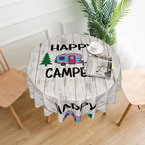 Dicapo Runde dekorative Tischdecke "Happy Camper", Polyester, geeignet für Hochzeit, Bankett, Restaurant, Party, 152,4 cm von Dicapo