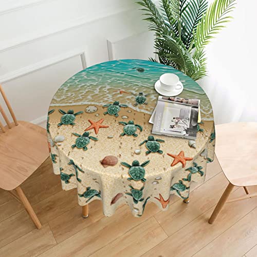 Dicapo Tischdecke, Motiv: Schildkröte, Seestern, rund, dekorativ, lang, Polyester, geeignet für Hochzeit, Bankett, Restaurant, Party, 152,4 cm Dicapo Tischdecke, Motiv: Schildkröte, Seestern, rund, dekorativ, lang, Polyester, geeignet für Hochzeit, Bankett, Restaurant, Party, 152,4 cm von Dicapo