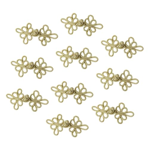 Dickly 10x Chinesische Knoten Froschknöpfe DIY -Verschlussnähung Fastener für Kleidung Outfit Kostüme, Gold von Dickly
