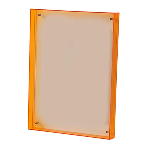 Dickly 2,3 Zoll x 3,5 Zoll Bilderrahmen Schreibtischdekoration Vertikale Tischplatte Durchscheinende Fotografie-Anzeige Acrylrahmen für Wohnzimmer, Orange von Dickly