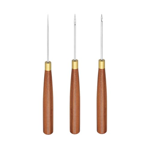 Dickly 3 x Ahle, Werkzeug mit Holzgriff, leichtes Lederhandwerkswerkzeug, Kratzahle zum Auftrennen, Nähen, Stanzen, DIY-Bastelzubehör, 2.0 Dickly 3 x Ahle, Werkzeug mit Holzgriff, leichtes Lederhandwerkswerkzeug, Kratzahle zum Auftrennen, Nähen, Stanzen, DIY-Bastelzubehör, 2.0 von Dickly