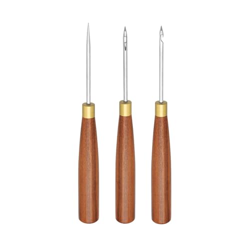 Dickly 3 x Ahle, Werkzeug mit Holzgriff, leichtes Lederhandwerkswerkzeug, Kratzahle zum Auftrennen, Nähen, Stanzen, DIY-Bastelzubehör, 3.0 Dickly 3 x Ahle, Werkzeug mit Holzgriff, leichtes Lederhandwerkswerkzeug, Kratzahle zum Auftrennen, Nähen, Stanzen, DIY-Bastelzubehör, 3.0 von Dickly