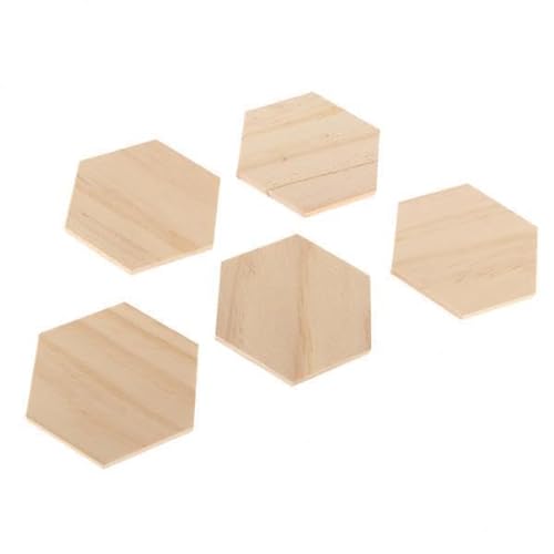 Dickly 4x Holzkreise 5 Stück Unvollendeter Sechseck Rohling Holzausschnitt von Dickly