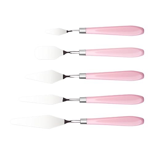 Dickly 5X Palettenmesser Malmesser Verschmieren Metall Palettenmesser Zubehör Edelstahl Malmesser Set für Ölmalerei Acrylmalerei, Rosa Dickly 5X Palettenmesser Malmesser Verschmieren Metall Palettenmesser Zubehör Edelstahl Malmesser Set für Ölmalerei Acrylmalerei, Rosa von Dickly