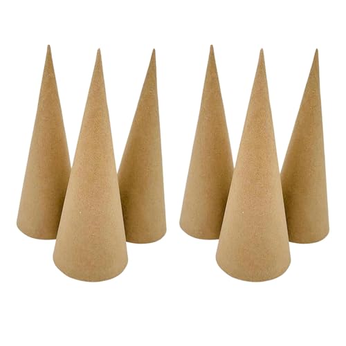 Dickly 6X Pappmaché-Kegel, Weihnachtsbaumschmuck, Xmas Topper, Feinmotorik, offener, zum Basteln, für Scrapbooking, Partyhüte von Dickly
