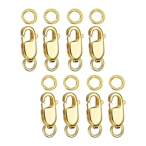 Dickly 8 Stück Karabinerverschluss-Zubehör, Edelstahl-Schlüsselanhänger, verlängerte Kette, Halskette, Ornamente, Armband, Schmuckzubehör, Gold Dickly 8 Stück Karabinerverschluss-Zubehör, Edelstahl-Schlüsselanhänger, verlängerte Kette, Halskette, Ornamente, Armband, Schmuckzubehör, Gold von Dickly
