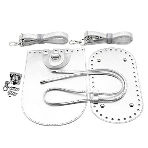 Dickly Handtaschen Zubehör Set: Bodenplatte und Riemen für Häkelprojekte, Silber von Dickly