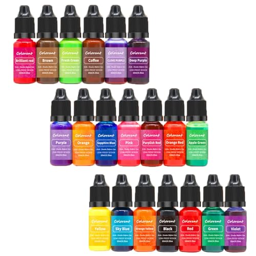 Dickly Kerzenfarbe, Seifenfarbe, 20 Flaschen je 10 ml, Dekorationsharz, Bastelkerzenfarbe, DIY-Bastelarbeit für die Kerzenherstellung, Sojawachsmalerei von Dickly