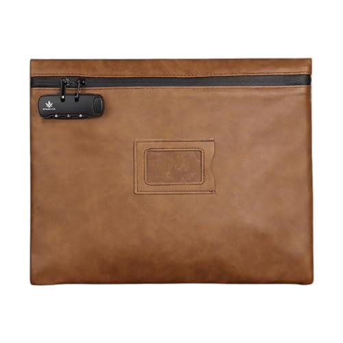 Dickly Passwort Sperrdokumenttasche Beutel PU Multifunktional mit Sperren Einzahlungstasche Zertifikat Organizer für Reisenstempel, Braun von Dickly