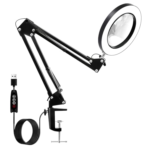 Lupe mit Licht und Ständer, 10X Lupenleuchte, Tischlupe mit Licht und Ständer für 3 Farbmodi 10 Helligkeitsstufen, für handwerkliche Reparaturen, Diamond Painting Zubehör Lupe mit Licht und Ständer, 10X Lupenleuchte, Tischlupe mit Licht und Ständer für 3 Farbmodi 10 Helligkeitsstufen, für handwerkliche Reparaturen, Diamond Painting Zubehör von Dictien
