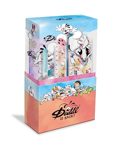 Diddl - Schreibset A6, 1 Notizbuch + 1 Stift + 1 Radiergummi + 1 Lineal + 6 Buntstifte + 1 Bleistiftspitzer + 1 Federmäppchen – Schreibwaren-Set – Geschenkidee für Kinder und Nostalgischer Fan der Diddl - Schreibset A6, 1 Notizbuch + 1 Stift + 1 Radiergummi + 1 Lineal + 6 Buntstifte + 1 Bleistiftspitzer + 1 Federmäppchen – Schreibwaren-Set – Geschenkidee für Kinder und Nostalgischer Fan der von Diddl