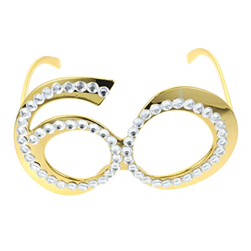 Didiseaon 1 Paar digitale Brille lustig Gläser Sternbrille für Erwachsene Strassbrillen Requisiten Brille Geburtstag Fotobox Geburtstagskabine Requisiten Brille Strass Plastik Golden von Didiseaon