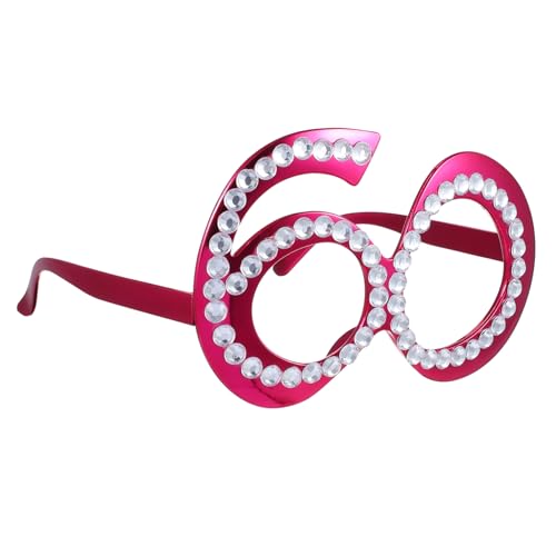 Didiseaon 1 Paar digitale Brille lustig Party Gefälligkeiten Party-Brillen-Requisiten Geburtstagsbrille Form UV Geburtstagskabine Requisiten Happy Birthday Brille für Erwachsene Plastik rot von Didiseaon