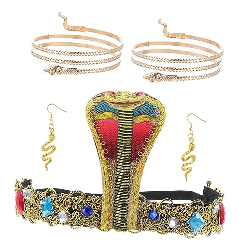 Didiseaon 1 Satz Schlangenförmiger Stirnbandarmband Set Medusenkopfschmuck Armbänder Halloween -Haarzubehör Kostüm Schlangenhaar-Accessoires Schlangenarmband Polyester-Metall von Didiseaon