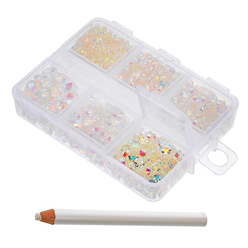 Didiseaon 1 Schachtel Harz-Flachbodenbohrer Strasssteine ​​nähen Kristalle und Edelsteine Strass-Quaste Cabochons schmucksteine gemuse basteln bastelset Nagel Strass Harz Strasssteine Weiß von Didiseaon