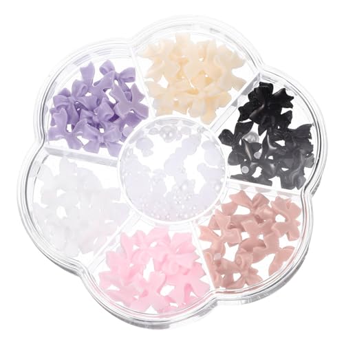 Didiseaon 1 Schachtel Nail Art Zubehör mit Perlen und Schleifen Perlen für Nagelgestaltung Diy Bastelprojekte Schmuckdekoration und Design von Didiseaon