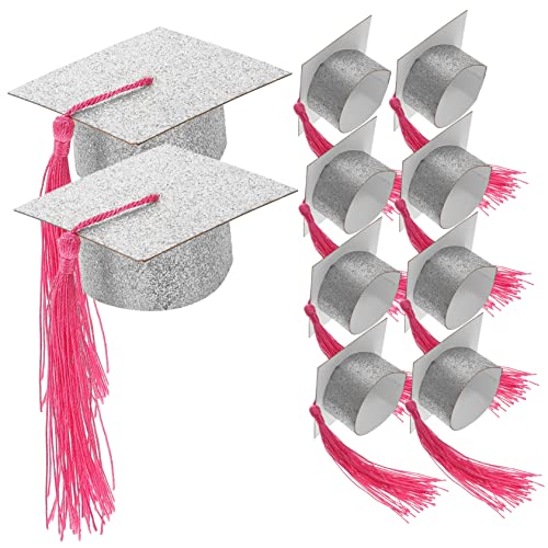 Didiseaon 10 Stück Arzt Hut Dekoration Mini Abschluss Hut Topper Plüsch Hüte Meister Abschlusskappeneinsatz Dekorationen Erwachsene Bachelor-abschlusskappen-topper Schule Silber Baumwolle von Didiseaon